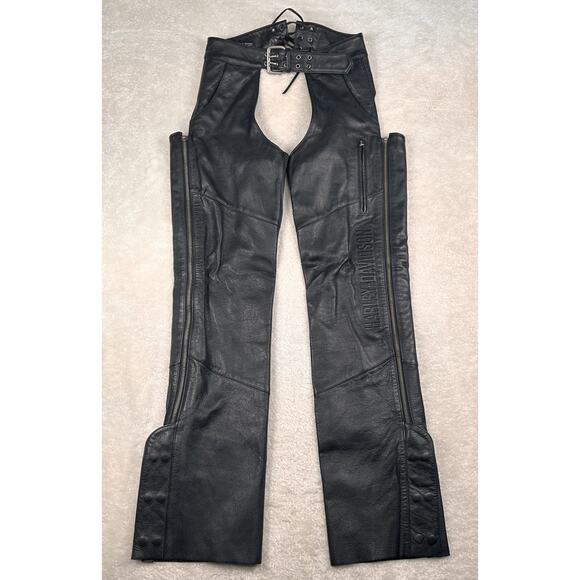 Harley Davidson Leather Chaps Men’s Sz Small Black 98091-06vm 3/2010 Motorcycle - Picture 1 of 7